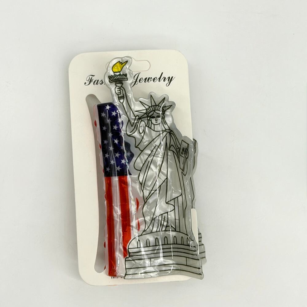 Statue Of Liberty American Flag Hair Claw Clip USA 4th of July Americana NEW